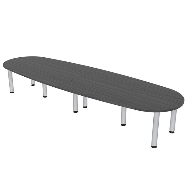 45 in W, 144 in L, 29 in H, Engineered Wood Top, Grey